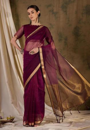 Picture of Sublime Silk & Organza Maroon Saree