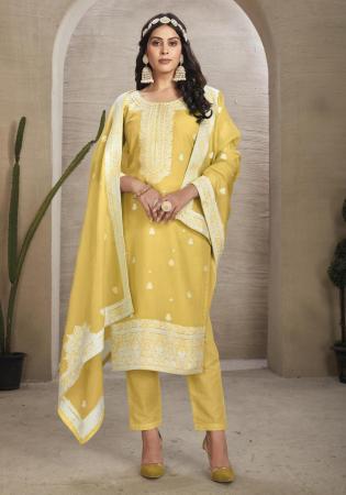 Picture of Wonderful Organza Khaki Straight Cut Salwar Kameez