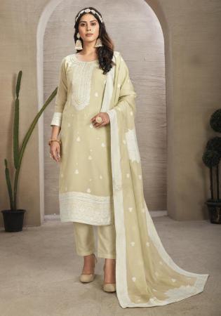 Picture of Grand Organza Beige Straight Cut Salwar Kameez