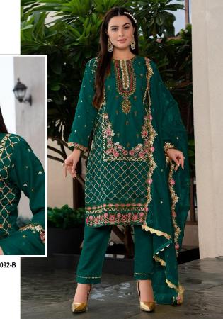 Picture of Georgette Dark Green Straight Cut Salwar Kameez