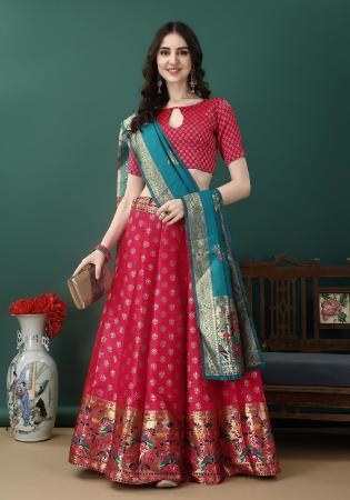 Picture of Shapely Silk Crimson Lehenga Choli