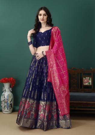 Picture of Graceful Silk Midnight Blue Lehenga Choli