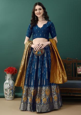 Picture of Pretty Silk Navy Blue Lehenga Choli