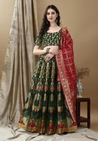 Picture of Fascinating Silk Dark Green Lehenga Choli