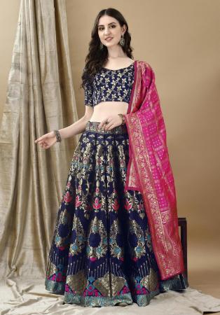 Picture of Sublime Silk Midnight Blue Lehenga Choli