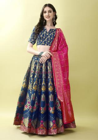 Picture of Shapely Silk Navy Blue Lehenga Choli