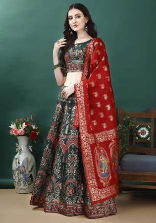 Picture of Gorgeous Silk Sea Green Lehenga Choli