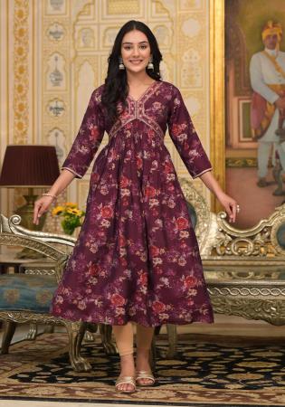 Picture of Shapely Silk Purple Kurtis & Tunic