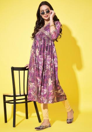 Picture of Graceful Silk Medium Purple Kurtis & Tunic