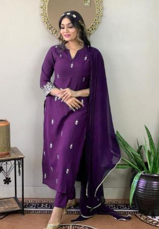 Picture of Fascinating Rayon Purple Readymade Salwar Kameez