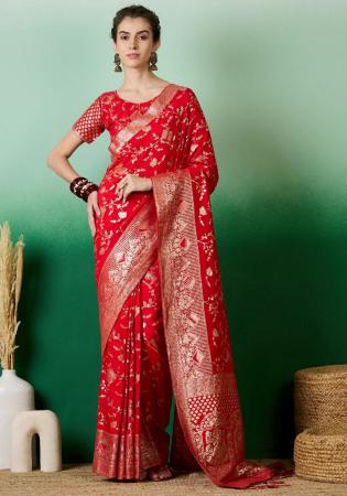 Picture of Sightly Cotton Red Saree