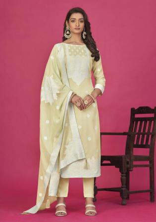 Picture of Nice Organza Beige Straight Cut Salwar Kameez