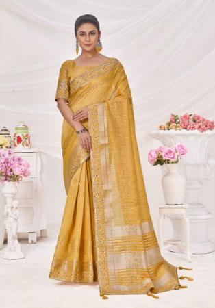 Picture of Bewitching Silk Golden Rod Saree