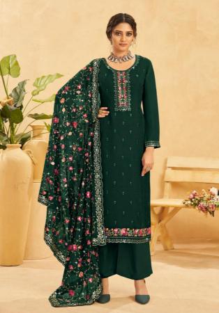 Picture of Organza Dark Slate Grey Straight Cut Salwar Kameez