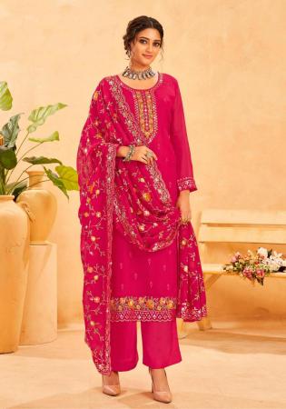 Picture of Organza Light Pink Straight Cut Salwar Kameez