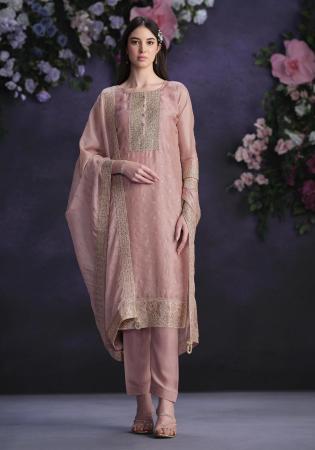 Picture of Organza Rosy Brown Straight Cut Salwar Kameez