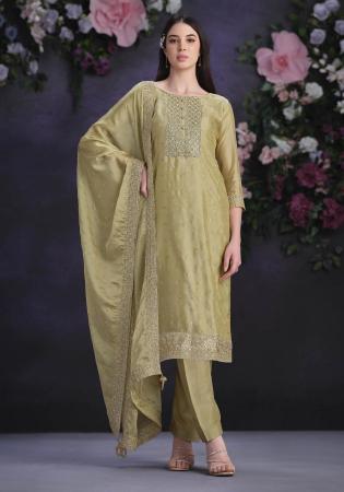 Picture of Fascinating Organza Beige Straight Cut Salwar Kameez