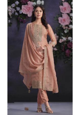 Picture of Organza Burly Wood Straight Cut Salwar Kameez