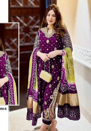 Picture of Sightly Georgette Purple Straight Cut Salwar Kameez