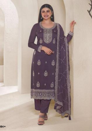 Picture of Silk & Organza Dim Gray Straight Cut Salwar Kameez