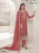 Picture of Silk & Organza Indian Red Straight Cut Salwar Kameez