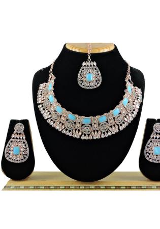 Picture of Resplendent Chiffon Medium Turquoise Necklace Set