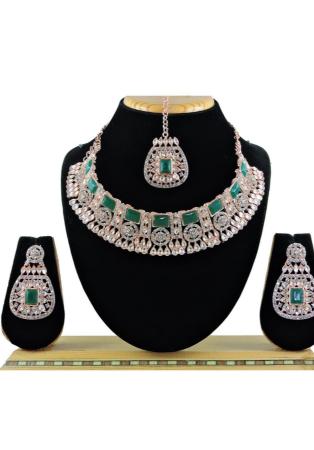 Picture of Beauteous Chiffon Medium Sea Green Necklace Set