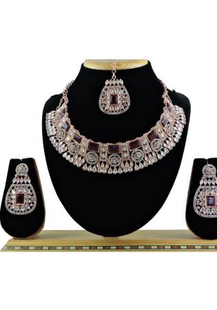 Picture of Shapely Chiffon Maroon Necklace Set