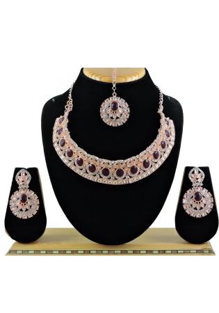 Picture of Graceful Chiffon Maroon Necklace Set