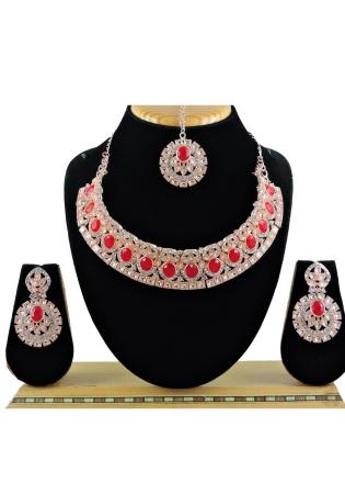 Picture of Delightful Chiffon Fire Brick Necklace Set