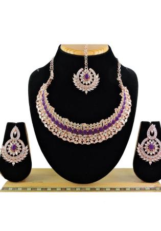 Picture of Statuesque Chiffon Purple Necklace Set