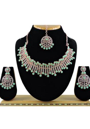 Picture of Beauteous Chiffon Dark Sea Green Necklace Set