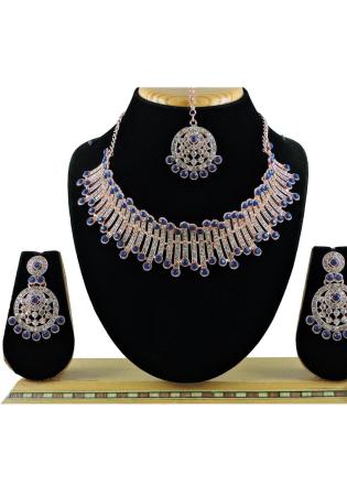 Picture of Alluring Chiffon Dark Slate Blue Necklace Set