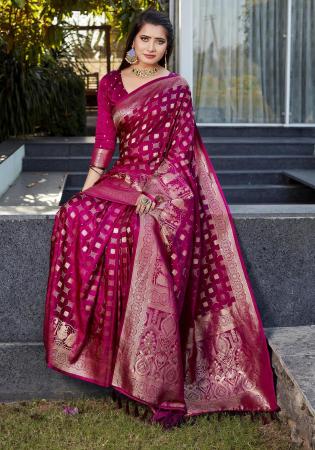 Picture of Gorgeous Satin & Silk Dark Red Saree