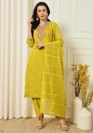 Picture of Statuesque Silk Golden Rod Readymade Salwar Kameez