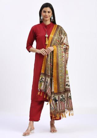 Picture of Magnificent Cotton Fire Brick Readymade Salwar Kameez