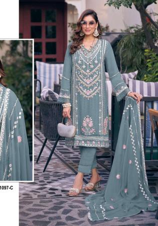 Picture of Georgette Slate Grey Straight Cut Salwar Kameez