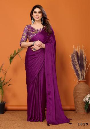 Picture of Resplendent Chiffon & Silk Purple Saree