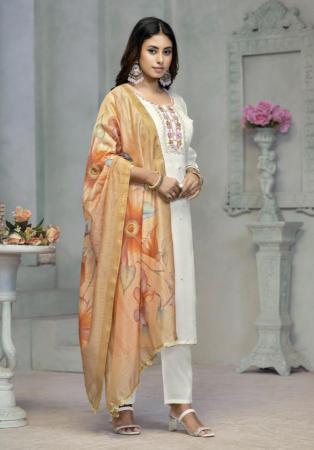 Picture of Rayon & Cotton Off White Readymade Salwar Kameez