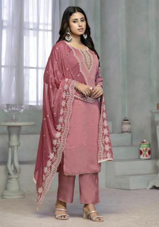 Picture of Rayon & Cotton Pale Violet Red Readymade Salwar Kameez