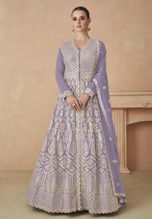 Picture of Wonderful Georgette Slate Grey Anarkali Salwar Kameez