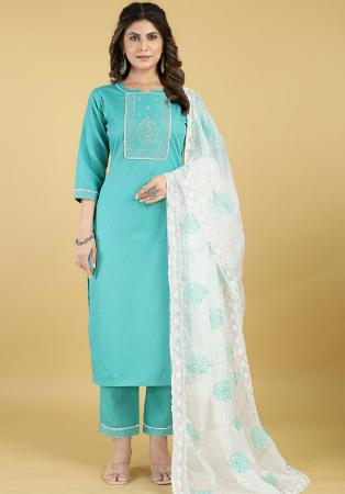 Picture of Cotton Dark Slate Blue Readymade Salwar Kameez