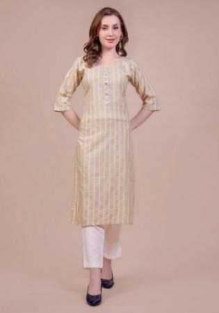 Picture of Stunning Cotton Beige Kurtis & Tunic