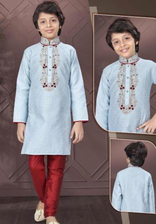 Picture of Magnificent Silk Light Steel Blue Kurtas