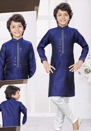 Picture of Magnificent Silk Dark Slate Blue Kurtas