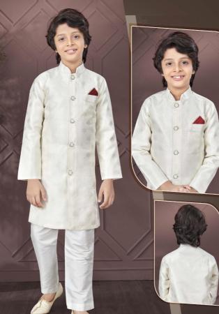 Picture of Charming Silk Off White Kurtas