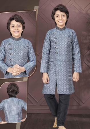 Picture of Graceful Silk Light Steel Blue Kurtas