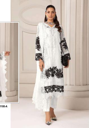 Picture of Georgette Off White Straight Cut Salwar Kameez