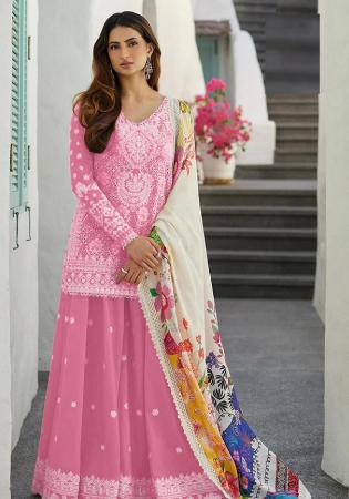 Picture of Cotton Pale Violet Red Straight Cut Salwar Kameez