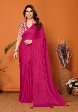 Picture of Charming Georgette Medium Violet Red Saree